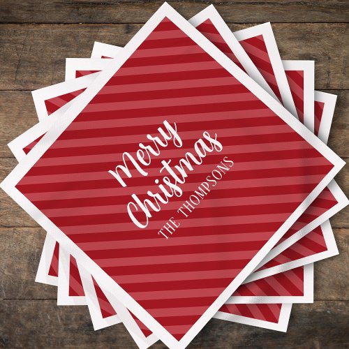 Merry Christmas Modern Cute Festive Red Minimalist Napkins