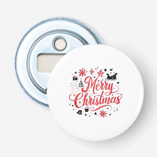 Merry Christmas Modern Design | Red & White Bottle Opener (Front)