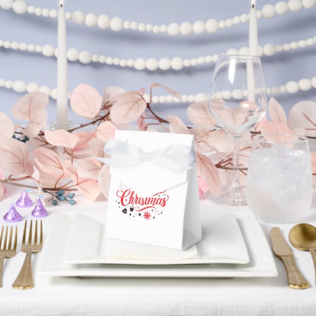 Merry Christmas Modern Design | Red & White Favor Boxes (Wedding)