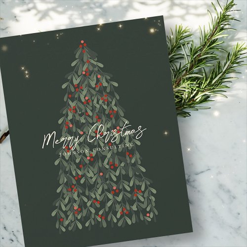 Merry Christmas Modern Elegant Christmas Tree Holiday Card