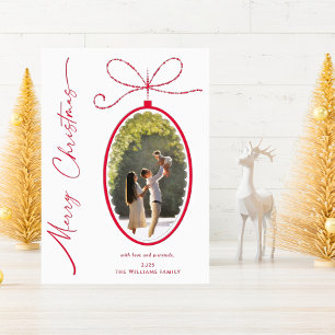 Merry Christmas Modern Elegant Minimalist Family Letterpress Photo Cards