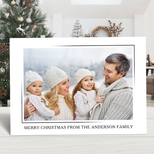 Merry Christmas Modern Elegant Minimalist Photo Holiday Card