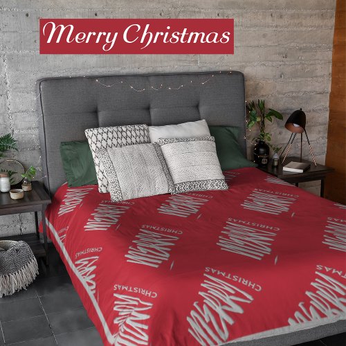 Merry Christmas Modern Elegant Red Pattern Duvet Cover