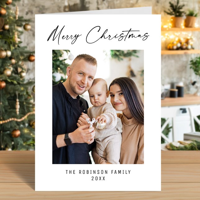Merry Christmas Modern Elegant Stylish Photo Holiday Card (Available in high quality print or digital download for quick text messaging, email or self print.)