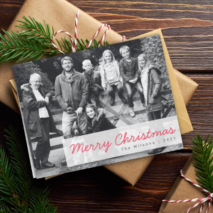 Merry Christmas Modern Family Group Photo Holiday Card