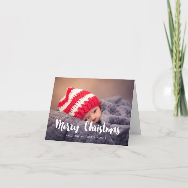 Merry Christmas Modern Family Photo Holiday Card (Front)
