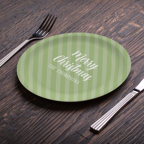 Merry Christmas Modern Festive Green Minimalist Paper Plates