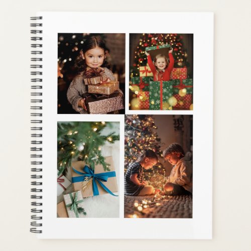 Merry Christmas  Modern Four Photo Collage Planne Planner