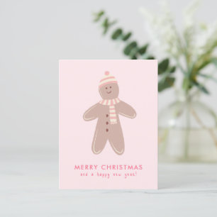 Merry Christmas Modern Gingerbread Man Holiday Postcard