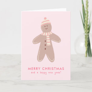 Merry Christmas Modern Gingerbread Man Letterpress Thank You Card