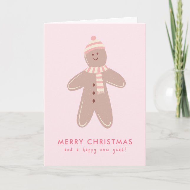 Merry Christmas Modern Gingerbread Man Thank You Card (Front)
