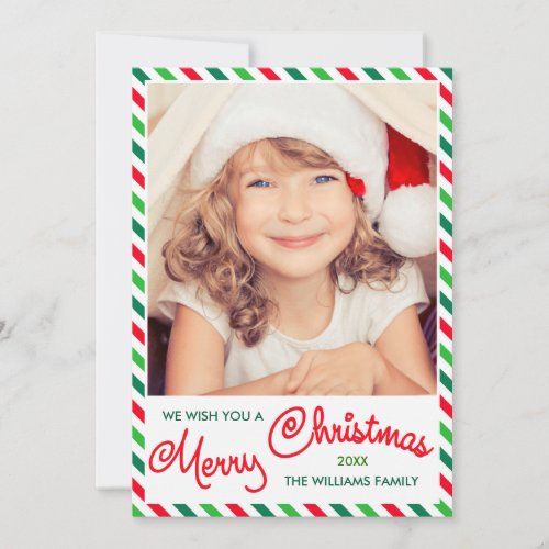 Merry Christmas Modern Holiday Family Photo Card