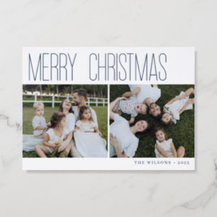Merry Christmas Modern Holiday Letterpress Photo Cards
