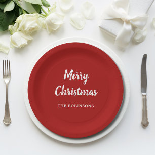 Merry Christmas Modern Holiday Paper Plates