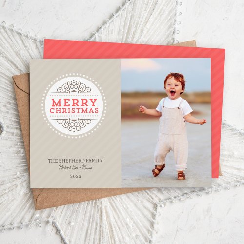 Merry Christmas Modern Holiday Photo Card