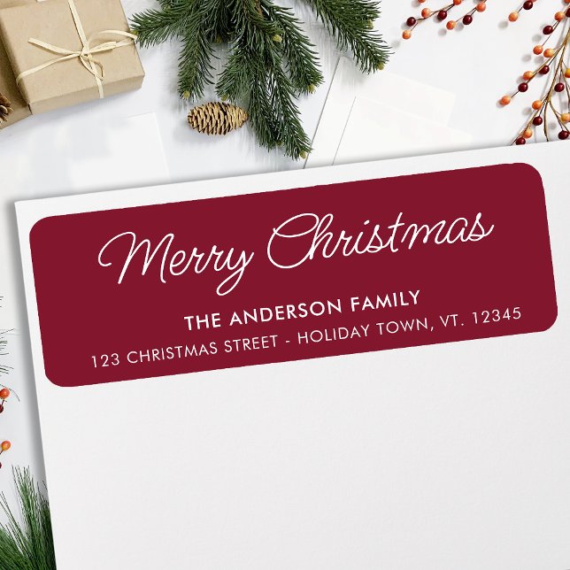 Merry Christmas Modern Holidays Return Address  Label (Creator Uploaded)