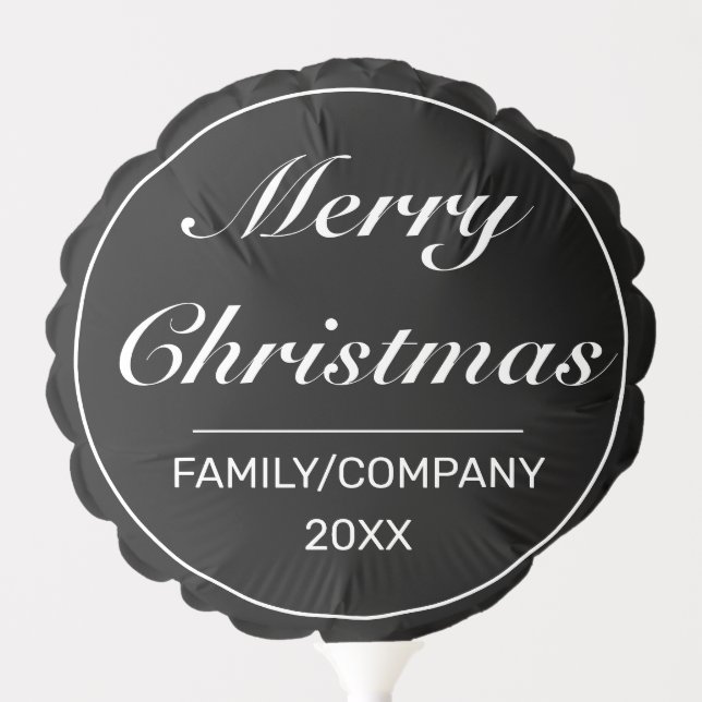Merry Christmas Modern Minimalist Black White Balloon (Front)