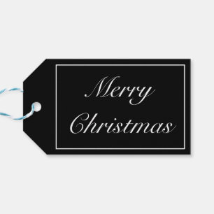Merry Christmas Modern Minimalist Black White Gift Tags