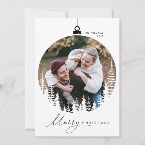 Merry Christmas Modern Minimalist Family Photo Holiday Card