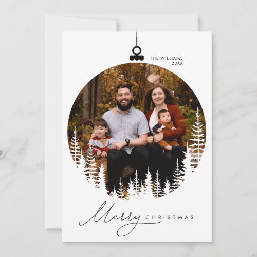 Merry Christmas Modern Minimalist Family Photo Holiday Card