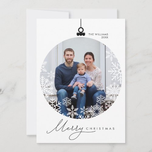 Merry Christmas Modern Minimalist Family Photo Holiday Card