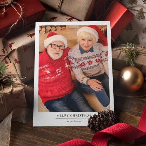 Merry Christmas  Modern Minimalist Photo  Holiday Card