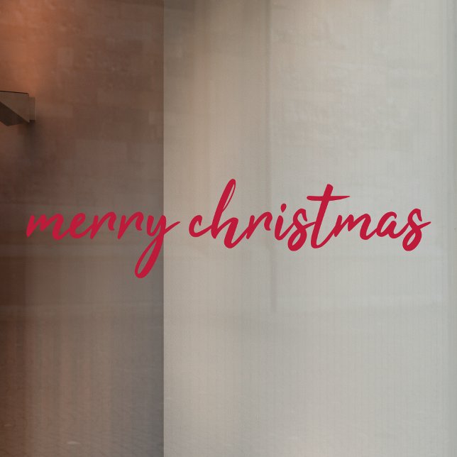 Merry Christmas | Modern Minimalist Red Typography Window Cling (Creator Uploaded)