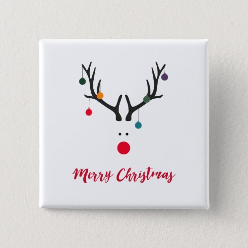 Merry Christmas modern minimalist reindeer white Button