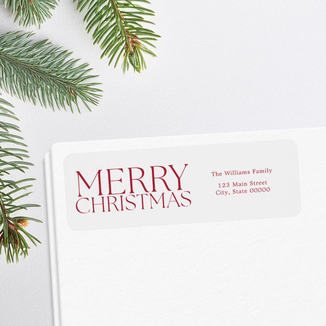Merry Christmas Modern Minimalist Return Address Label (Creator Uploaded)