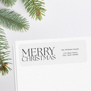 Merry Christmas Modern Minimalist Return Address Label