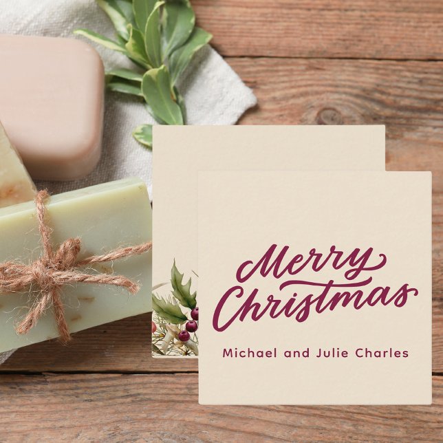 Merry Christmas Modern Minimalist Script Note Card (Creator Uploaded)