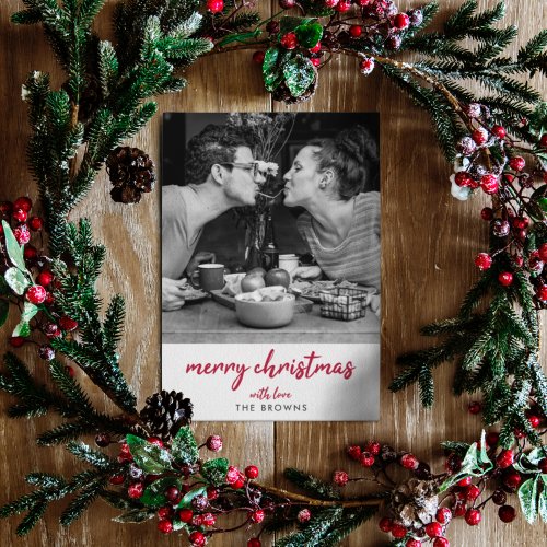 Merry Christmas  Modern Minimalist Stylish Photo Holiday Card
