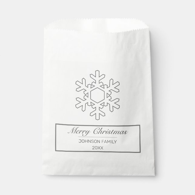 Merry Christmas Modern Minimalist White Favor Bag (Front)