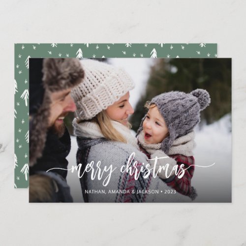 Merry Christmas Modern One Photo Holiday Card