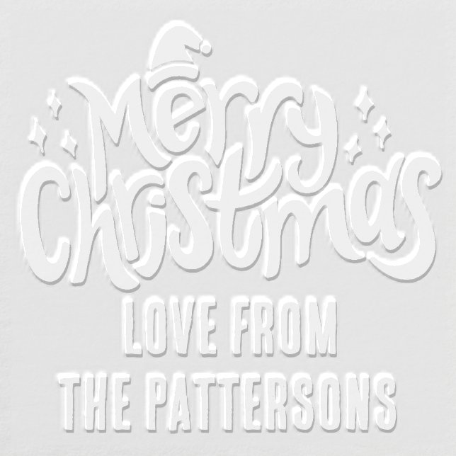 Merry Christmas Modern Personalized Family Name Embosser (Design)