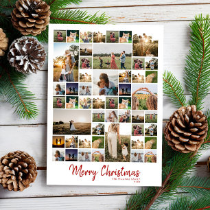 Merry Christmas Modern Photo Collage Holiday Card