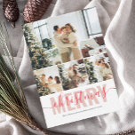 Merry Christmas Modern Photo Collage Holiday Card<br><div class="desc">Modern Christmas card features photo.</div>