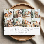 Merry Christmas Modern Photo Collage Holiday Card<br><div class="desc">**Cherished Memories Christmas Card: A Collage of Joy** Step into the heart of the festive season with our one-of-a-kind personalized Christmas card, thoughtfully crafted for families who want to share more than just a greeting. The front of this horizontally oriented card boasts a captivating collage of eight perfectly square photos,...</div>