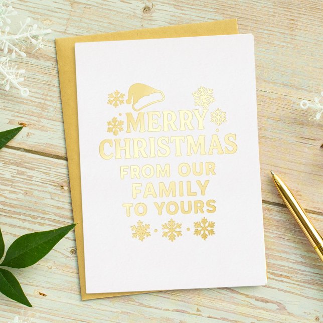 Merry Christmas modern photo gold  Foil Holiday Card (Creator Uploaded)