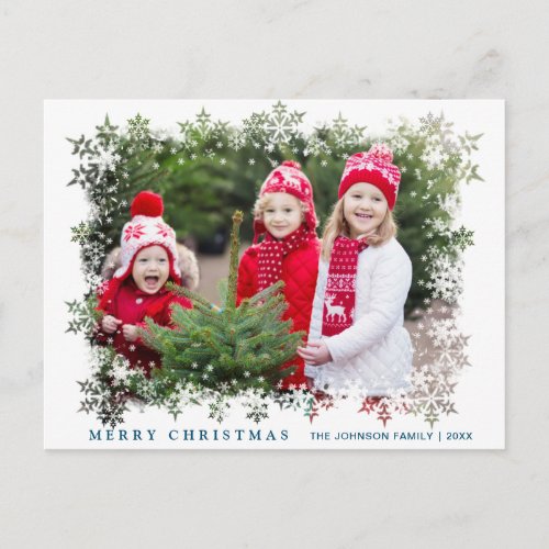 Merry Christmas Modern PHOTO Greeting Holiday Postcard