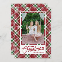 Merry Christmas Modern Plaid Photo