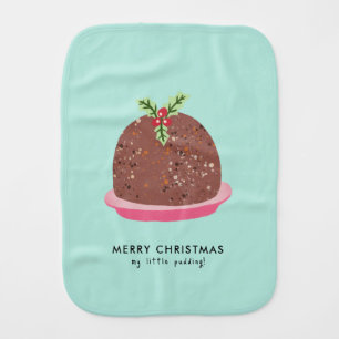Merry Christmas Modern Pudding Illustration Baby Burp Cloth