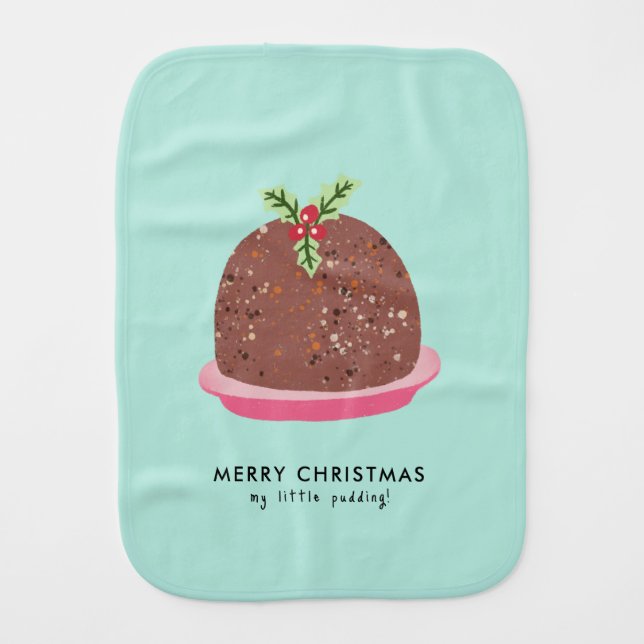 Merry Christmas Modern Pudding Illustration Baby Burp Cloth (Front)