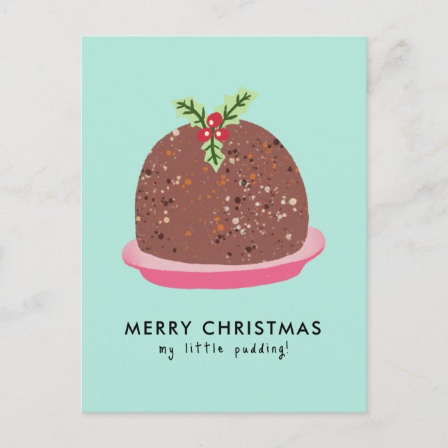 Merry Christmas Modern Pudding Illustration Postcard (Front)