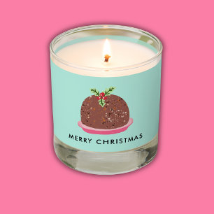 Merry Christmas Modern Pudding Illustration Scented Candle