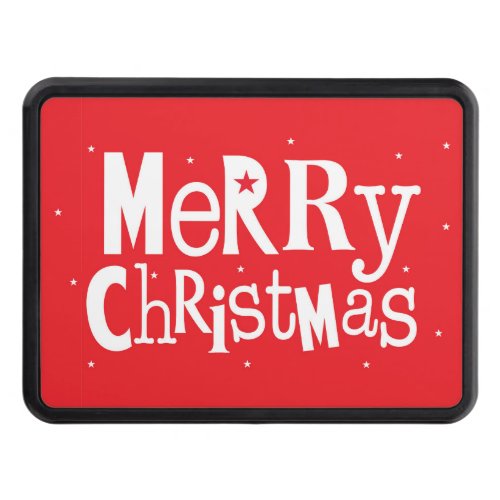 Merry Christmas Modern Red Script Holiday Hitch Cover