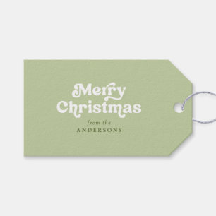 Merry Christmas Modern Retro Couple/Family Name/s Gift Tags