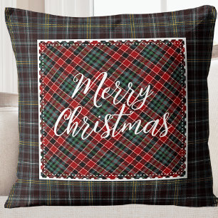 Merry Christmas Modern Rustic Farmhouse Throw Pillow