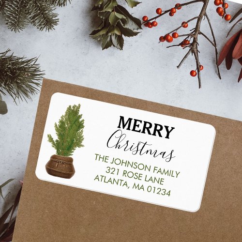 Merry Christmas Modern Rustic Return Address Label