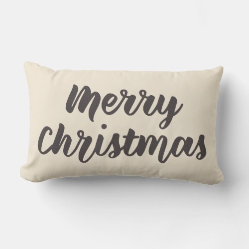 Merry Christmas Modern Rustic Simple Script Brown Lumbar Pillow
